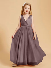 Robes de Demoiselle d'Honneur Junior en Tulle avec Haut en Satin Vintage Mauve