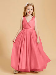 Robes de Demoiselle d'Honneur Junior en Tulle avec Haut en Satin Pastèque