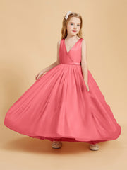 Robes de Demoiselle d'Honneur Junior en Tulle avec Haut en Satin Pastèque