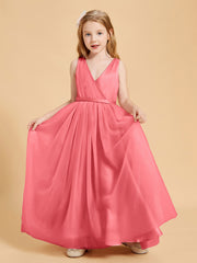 Robes de Demoiselle d'Honneur Junior en Tulle avec Haut en Satin Pastèque