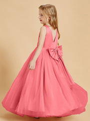 Robes de Demoiselle d'Honneur Junior en Tulle avec Haut en Satin Pastèque