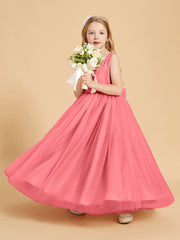 Robes de Demoiselle d'Honneur Junior en Tulle avec Haut en Satin Pastèque