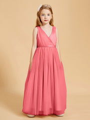 Robes de Demoiselle d'Honneur Junior en Tulle avec Haut en Satin Pastèque