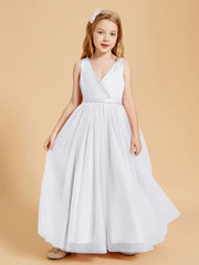 Robes de Demoiselle d'Honneur Junior en Tulle avec Haut en Satin Blanc