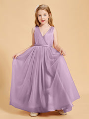 Robes de Demoiselle d'Honneur Junior en Tulle avec Haut en Satin Glycine