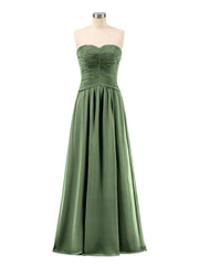 Col en Cœur Sans Bretelles Mousseline Robe Demoiselle d'honneur Olive Verte
