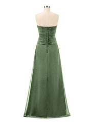 Col en Cœur Sans Bretelles Mousseline Robe Demoiselle d'honneur Olive Verte Grande Taille