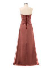 Col en Cœur Sans Bretelles Mousseline Robe Demoiselle d'honneur terracotta