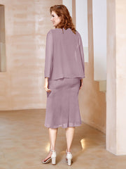 Robe Fourreau à Col en Scoop Longueur de Mollet en Mousseline Dusk