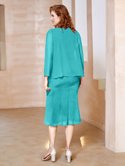 Robe Fourreau à Col en Scoop Longueur de Mollet en Mousseline Piscine