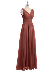 Col En V Longueur Au Sol Mousseline Robes terracotta