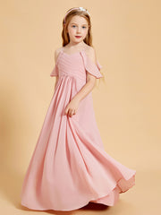 Robes de Demoiselle d'Honneur Junior à Hors de l'Épaule Rose Poudré