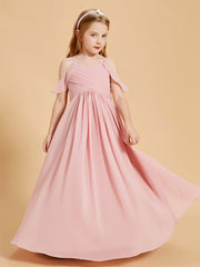 Robes de Demoiselle d'Honneur Junior à Hors de l'Épaule Rose Poudré