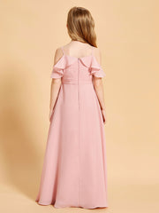 Robes de Demoiselle d'Honneur Junior à Hors de l'Épaule Rose Poudré