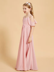 Robes de Demoiselle d'Honneur Junior à Hors de l'Épaule Rose Poudré