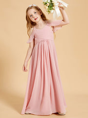 Robes de Demoiselle d'Honneur Junior à Hors de l'Épaule Rose Poudré