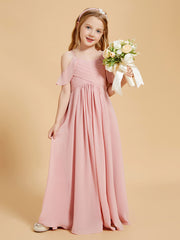 Robes de Demoiselle d'Honneur Junior à Hors de l'Épaule Rose Poudré
