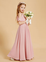 Robes de Demoiselle d'Honneur Junior à Hors de l'Épaule Rose Poudré