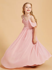 Robes de Demoiselle d'Honneur Junior à Hors de l'Épaule Rose Poudré