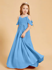 Robes de Demoiselle d'Honneur Junior à Hors de l'Épaule Bleu