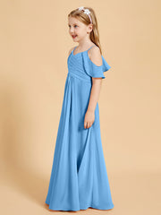 Robes de Demoiselle d'Honneur Junior à Hors de l'Épaule Bleu
