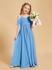 Robes de Demoiselle d'Honneur Junior à Hors de l'Épaule Bleu