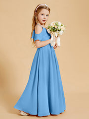 Robes de Demoiselle d'Honneur Junior à Hors de l'Épaule Bleu