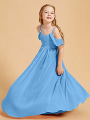 Robes de Demoiselle d'Honneur Junior à Hors de l'Épaule Bleu