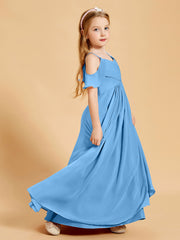 Robes de Demoiselle d'Honneur Junior à Hors de l'Épaule Bleu