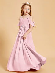 Robes de Demoiselle d'Honneur Junior à Hors de l'Épaule Rose Pâle