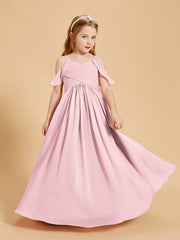 Robes de Demoiselle d'Honneur Junior à Hors de l'Épaule Rose Pâle