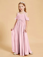 Robes de Demoiselle d'Honneur Junior à Hors de l'Épaule Rose Pâle