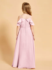 Robes de Demoiselle d'Honneur Junior à Hors de l'Épaule Rose Pâle