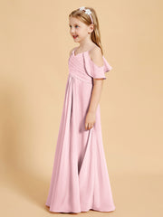 Robes de Demoiselle d'Honneur Junior à Hors de l'Épaule Rose Pâle