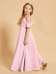 Robes de Demoiselle d'Honneur Junior à Hors de l'Épaule Rose Pâle