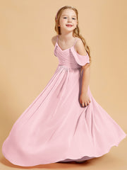 Robes de Demoiselle d'Honneur Junior à Hors de l'Épaule Rose Pâle
