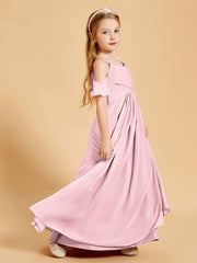 Robes de Demoiselle d'Honneur Junior à Hors de l'Épaule Rose Pâle