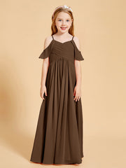 Robes de Demoiselle d'Honneur Junior à Hors de l'Épaule Brun