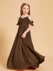 Robes de Demoiselle d'Honneur Junior à Hors de l'Épaule Brun