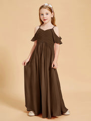 Robes de Demoiselle d'Honneur Junior à Hors de l'Épaule Brun