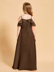 Robes de Demoiselle d'Honneur Junior à Hors de l'Épaule Brun