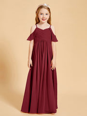 Robes de Demoiselle d'Honneur Junior à Hors de l'Épaule Bordeaux