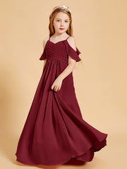 Robes de Demoiselle d'Honneur Junior à Hors de l'Épaule Bordeaux