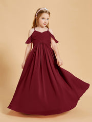 Robes de Demoiselle d'Honneur Junior à Hors de l'Épaule Bordeaux