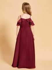 Robes de Demoiselle d'Honneur Junior à Hors de l'Épaule Bordeaux