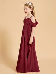 Robes de Demoiselle d'Honneur Junior à Hors de l'Épaule Bordeaux