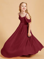 Robes de Demoiselle d'Honneur Junior à Hors de l'Épaule Bordeaux