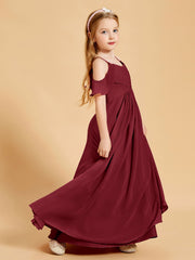 Robes de Demoiselle d'Honneur Junior à Hors de l'Épaule Bordeaux