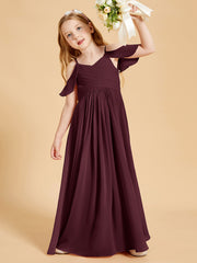 Robes de Demoiselle d'Honneur Junior à Hors de l'Épaule Cabernet