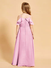 Robes de Demoiselle d'Honneur Junior à Hors de l'Épaule Rose Bonbon